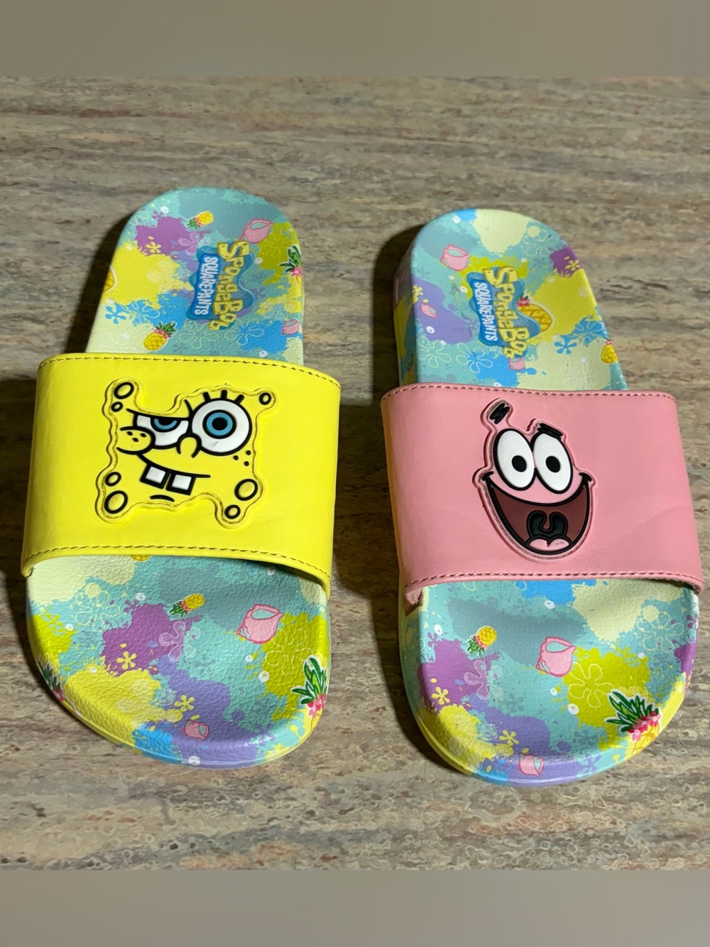 SpongeBob Squarepants Kids Yellow & Pink Character Slide Sandals